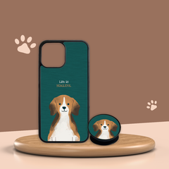 Combo Ốp lưng iPhone và Giá đỡ điện thoại Woof in hình chó Beagle dog Oops OPCBP023