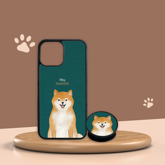 Combo Ốp lưng iPhone và Giá đỡ điện thoại Woof in hình chó Shiba Inu dog Oops OPCBP024
