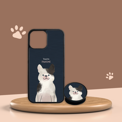 Combo Ốp lưng iPhone và Giá đỡ điện thoại Woof in hình chó French Bulldog Oops OPCBP026