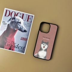 Combo Ốp lưng iPhone và Giá đỡ điện thoại Woof in hình chó Husky dog Oops OPCBP027