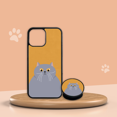 Combo Ốp lưng iPhone và Giá đỡ điện thoại Meow in hình mèo Oops Case OPCBP037
