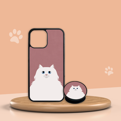 Combo Ốp lưng iPhone và Giá đỡ điện thoại Meow in hình mèo Oops Case OPCBP038