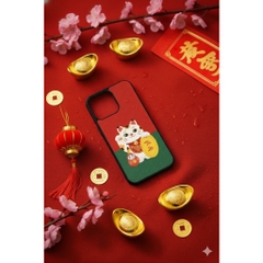 Ốp lưng Unique Case dành cho điện thoại iPhone Tết Collection Mèo Thần Tài 2026 TET065 - phối nền xanh đỏ - ảnh 3