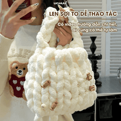 Set Túi Đeo Chéo Len Bông