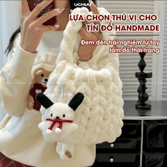 Set Túi Đeo Chéo Len Bông