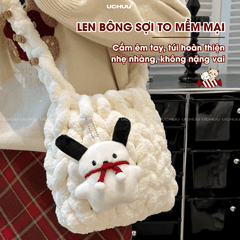 Set Túi Đeo Chéo Len Bông