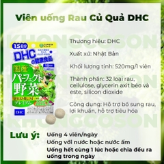 Viên Uống Rau Củ DHC Nhật Bản Perfect Vegetable Premium