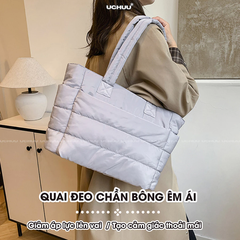 Túi Tote Phao UCHUU Chần Bông, Túi Công Sở Đeo Vai Phong Cách Hàn Quốc Đựng Laptop Đi Học, Du Lịch