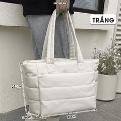 Túi Tote Phao UCHUU Chần Bông, Túi Công Sở Đeo Vai Phong Cách Hàn Quốc Đựng Laptop Đi Học, Du Lịch