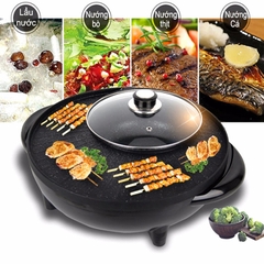 Bếp lẩu nướng điện đa năng 2 trong 1 chống dính Teflon