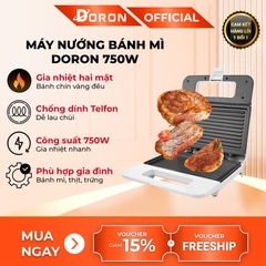Máy nướng bánh mì DORON 802 750W gia nhiệt kép 2 mặt, chống dính telfon siêu bền