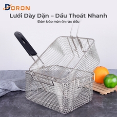 Rổ chiên nhúng điện, vợt chiên DORON chất liệu inox dày dặn chắc chắn