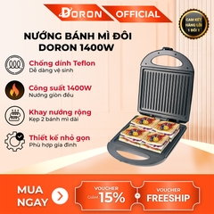 Máy kẹp nướng bánh mì hotdog đôi DORON_ 162  1400W nướng thịt, chiên trứng