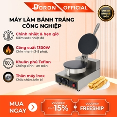 Máy làm bánh tráng công nghiệp DORON 2 mặt trơn, làm bánh quế cuộn công nghiệp