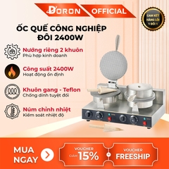 Máy làm bánh ốc quế công nghiệp đôi DORON_131 2400W kiểm soát nhiệt độ chính xác, bánh thơm ngon