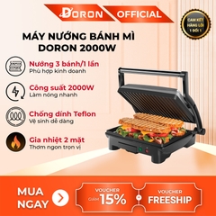 Máy kẹp nướng bánh mì hotdog vừa DORON_ 163 2000W nướng thịt, chiên trứng
