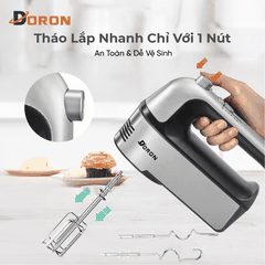Máy đánh trứng, trộn bột DORON_175 800W kiểu dáng sang trọng, hoạt động êm ái