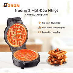 Máy làm bánh waffle bông lan đơn DORON_177, 1200W kiểm soát nhiệt độ chính xác, bánh thơm ngon
