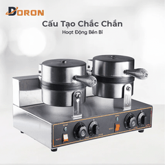 Máy làm bánh waffle công nghiệp đôi DORON_136, nướng bánh kẹp tàn ong khuôn trái tim