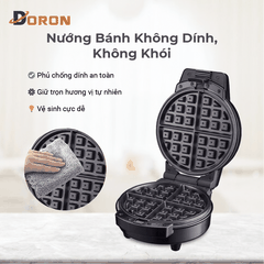 Máy làm bánh waffle bông lan đơn DORON_177, 1200W kiểm soát nhiệt độ chính xác, bánh thơm ngon