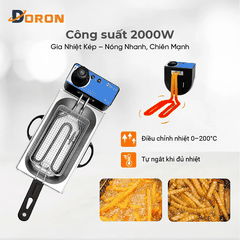 Bếp chiên nhúng điện 4L đơn DORON 2000W nhiệt độ cao, sôi cực nhanh