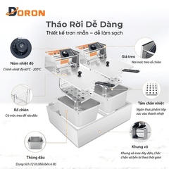 Bếp chiên nhúng điện 12L đôi DORON 5000W nhiệt độ cao, sôi cực nhanh