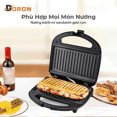 Máy kẹp nướng bánh mì hotdog đơn DORON_ 168, 750W nướng thịt, chiên trứng