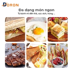 Máy nướng bánh mì DORON 802 750W gia nhiệt kép 2 mặt, chống dính telfon siêu bền