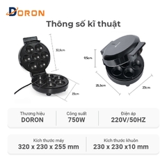 Máy làm bánh bông lan trứng DORON  DR-166 750W 7 lỗ bánh