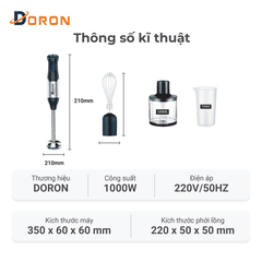 Máy xay sinh tố cầm tay đa năng 4in1 DORON_170 1000W công suất cao, hoạt động êm ái