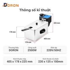 Bếp chiên nhúng điện 4L đơn DORON 2000W nhiệt độ cao, sôi cực nhanh