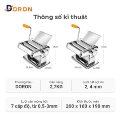Máy cắt mì sợi, máy cán mỏng bột 2 lưỡi dao có điều chỉnh dày mỏng 5 cấp độ thuận tiện