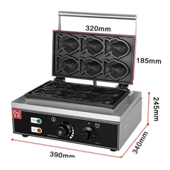 Máy làm bánh cá taiyaki công nghiệp 1650W gia nhiệt kép 2 mặt, chống dính telfon siêu bền
