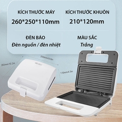 Máy nướng bánh mì DORON 750W gia nhiệt kép 2 mặt, chống dính telfon siêu bền