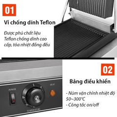 Máy nướng thịt bít tết, nướng bánh mì kẹp công nghiệp 2200W