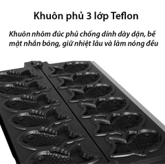 Máy nướng bánh cá taiyaki lớn 3000W làm nóng nhanh, an toàn, dễ sử dụng