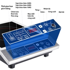 Bếp điện từ công nghiệp 3500W đầy đủ chức năng hẹn giờ, phiên bản tiếng việt