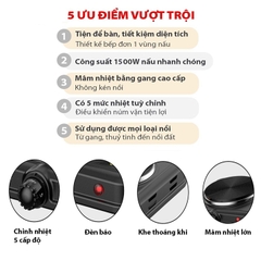 Bếp điện mini đa năng DORON 1500W chống quá nhiệt, an toàn cho mọi gia đình