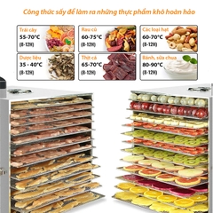 Máy sấy thực phẩm đa năng, sấy khô trái cây 12 tầng inox