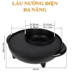 Bếp lẩu nướng điện đa năng 2 trong 1 chống dính Teflon