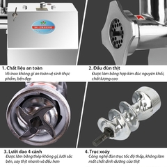 Máy đùn thịt, máy xay thịt cá công nghiệp 850W đa năng xay thịt nhồi xúc xích, lạp xưởng