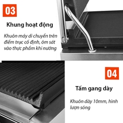 Máy nướng thịt bít tết, nướng bánh mì kẹp công nghiệp 2200W