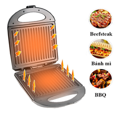 Máy kẹp nướng bánh mỳ đôi HAEGER RAF 1400W gia nhiệt kép 2 mặt, làm nóng nhanh