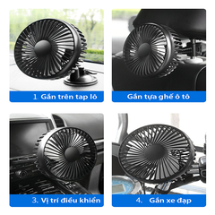 Quạt làm mát gắn ghế sau xe hơi tiện dụng với 3 tốc độ