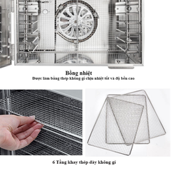 Lò sấy khô thực phẩm DEHYDRATOR 400W 6 tầng đa năng sấy khô dẻo các loại thực phẩm