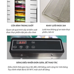 Máy sấy thực phẩm đa năng, sấy khô trái cây 12 tầng inox
