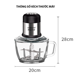 Máy xay thịt cối thủy tinh SOKANY 800W dung tích 2l xay thịt cá, rau củ đa năng