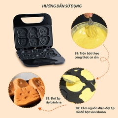 Máy nướng bánh hình thú SOKANY 750W làm nóng 2 mặt khuôn chín đều