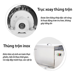 Máy trộn bột cửa ngang, máy nhào trộn thực phẩm công suất cao 2200W 12kg bột/mẻ