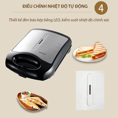 Máy nướng bánh mì sandwich, làm bánh hotdog waffle tam giác 8 bánh SOKANY